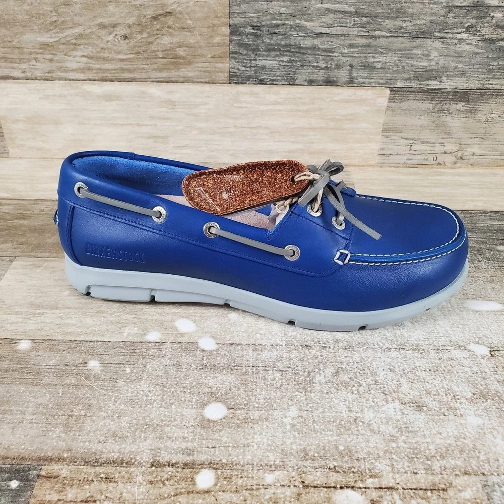 Birkenstock Tennessee Mens Loafers Sz 8 Mid Blue Leather Regular Fit Shoes